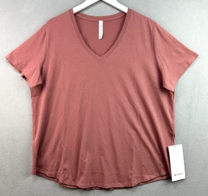 Lululemon T-Shirt 18 Love Tee V-Neck Short Sleeve Spiced Chai Pink LW3EYKS Pima - Picture 1 of 9