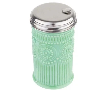 Vintage Tablecraft ~ JADEITE GLASS ~ Green ~ Sugar Shaker ~ Raised Embellishment - Image 1 of 4