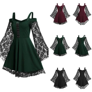 Halloween Women Medieval Gothic Witch Renaissance Dress Adult Cosplay Costume UK - Picture 1 of 14