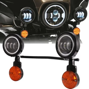 Motorcycle Passing Light Bar Turn Signals Fog Lights Set For Yamaha V Star 950 - Picture 1 of 11
