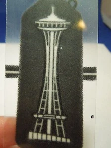Vintage Seattle Souvenir Space Needle Velour Iron On Patch Black and White - Picture 1 of 4