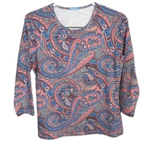 J.McLaughlin Damen Gr. M Paisley Catalina Stoff Stretch Top Freizeit Fehler - Bild 1 von 8
