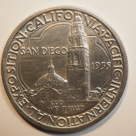 1935-S SAN DIEGO Commemorative Half Dollar - FREE SHIPPING! A4030 Cover
