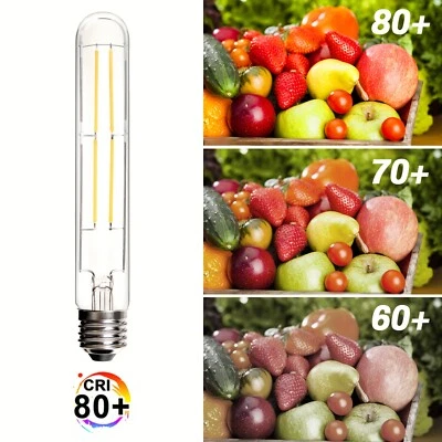 4/6Pack Dimmable E26 LED Tube Bulbs 8W 6W T30 Tubular Antique Lights Clear Glass - Image 1 of 4