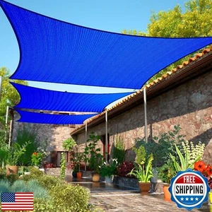 ShadeMart 8' x 10' Blue Sun Shade Sail UPF50 Rectangle Canopy Fabric Cloth Sc - Picture 1 of 5