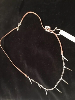 Chan Luu Nuevo con Etiquetas Unisex 22" Cuero Trenzado Marrón con Picos Plata Esterlina Foto 1 de 4