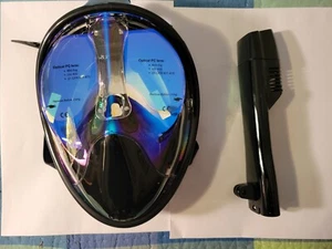 Full Face Snorkel Mask Adult X / XL Black Complete with Webbing Bag - Picture 1 of 6