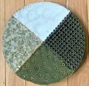 Pier 1 Candle Holder Ceramic Boho Plate Pillar Votive Earth Tones Round Lot of 2 - Picture 1 of 5