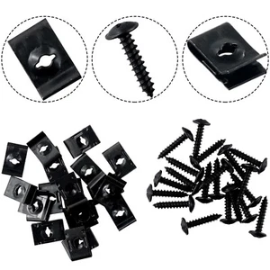 20x Metal Body Screw And Clips Car Bumper Fender Trim Panel Fasteners Black/ UK - Picture 1 of 2