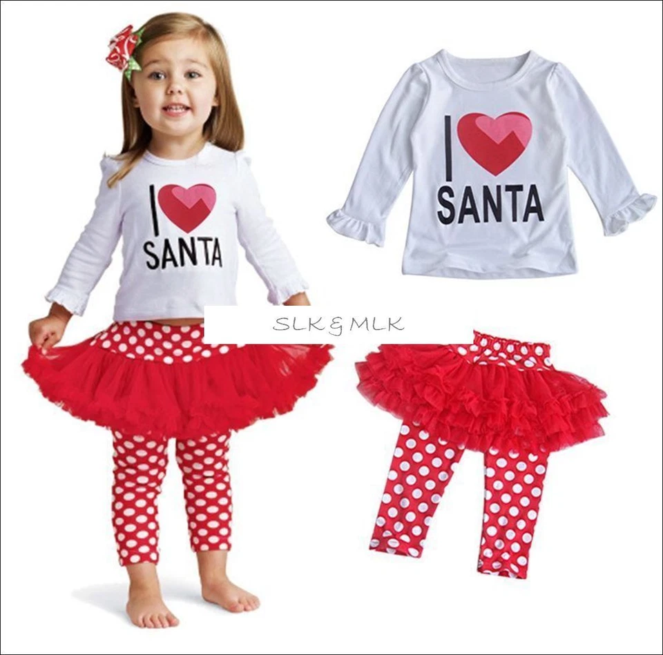 NUEVO Conjunto de 2 piezas tutú de Navidad para niñas Santa reno fiesta navideña Foto 1 de 1