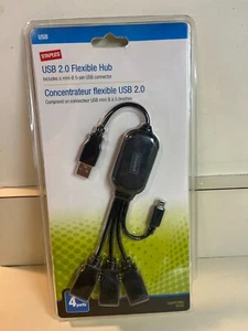 Staples Brand USB 2.0 Flexible Hub With Mini B 5 Pin USB Connector - Picture 1 of 4