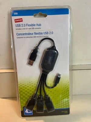 Staples Brand USB 2.0 Flexible Hub With Mini B 5 Pin USB Connector - Image 1 of 4