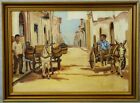 »Street view with people and donkey carts« monogr. E.W.