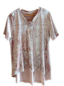 Anthropologie Crushed Velvet Women's Tunic Top Pink Babydoll M Rose POL - Picture 1 of 8