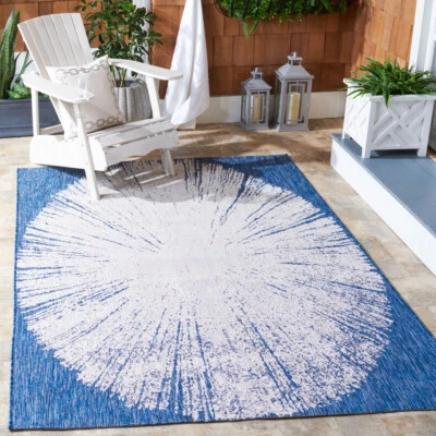 SAFAVIEH Outdoor CY8893-53421 Courtyard Beige / Navy Rug - Image 1 of 4