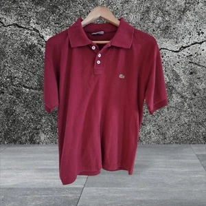 Lacoste Vintage Polo Top Shirt Men's L Large Burgundy Purple Cotton Short Sleeve - Picture 1 of 14