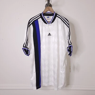 Camiseta deportiva de entrenamiento de fútbol vintage de los 90 Adidas a rayas para hombre talla L nueva con etiquetas Foto 1 de 4