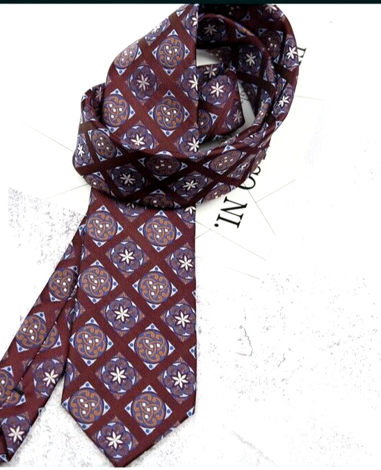 Nueva Corbata Clásica a Cuadros Cuadros Marrón Rojo JACQUARD TEJIDA 100% Seda Para Hombre Foto 1 de 1