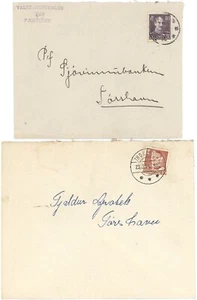 Faroe Is. Two Thorshavn Local Covers,Denmark Christian 10 ore or Frederik 30 ore - Picture 1 of 2