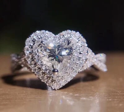 10pcs Charm Cubic Zircon Wedding Jewelry Heart Mixed Lots Lady's Rings Silver P - Image 1 of 4