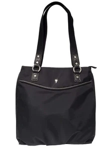 NWT Lancaster Paris Black Coated Nylon Leather Trim Tote - Picture 1 of 12