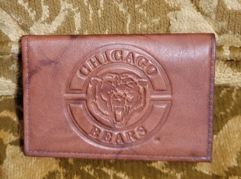 Chicago Bears Embossed Brown Leather Trifold Wallet Cover