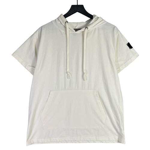 OFF WHITE Company Eighty 1 Felpa con Cappuccio Manica Corta Maglietta Uomo M Crema Casual Streetwear Tee