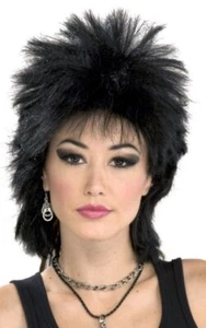Rock Idol Wig 80's Star Fancy Dress Halloween Adult Costume Accessory 3 COLORS - Picture 1 of 4