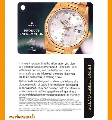 Подлинный Rolex и Tudor дилер продукта информационные карты - * все спортивные/платье модели - Изображение 1 из 4