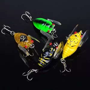 4x Winged Cicada 40mm Fishing Lure Topwater Popper Freshwater Bream Bass Bream - Picture 1 of 1