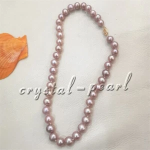 AAA 25“ 18” 20“ 8-9 MM MAR SUR COLLAR DE PERLAS MORADO ORO 14K broche - Imagen 1 de 8