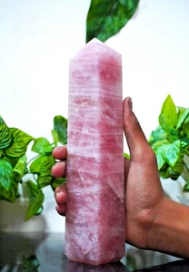 Luxury Large 250MM Pink Rose Quartz Stone Healing Polished Point Obelisk  Tower - Photo 1 sur 11