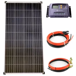 Solar Set 12V 1x130 Watt Poly Solarmodul 10A Laderegler gelb Kabel Inselanlage - Bild 1 von 7