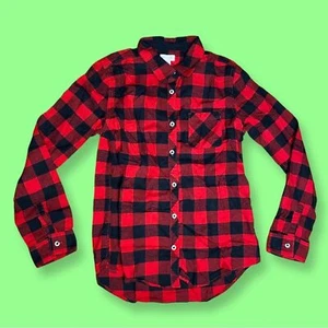 Cat & Jack Unisex Black and Red Buffalo Check Flannel Shirt Kids Size XL - Picture 1 of 3