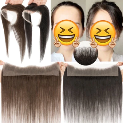 Pieza completa de parche de cabello humano para encubrimiento de línea de cabello retroceso de encaje sin solución quirúrgica Foto 1 de 4