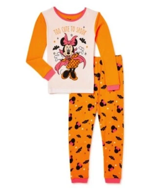 NUEVO CON ETIQUETAS 10 Brillan en la Oscuridad Minnie Mouse Disney Demasiado Lindo Espectro Halloween Pijama Calabaza Foto 1 de 4