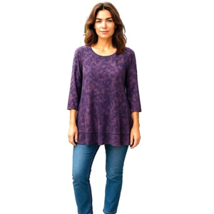 Simply Vera, Vera Wang Damen Top Gr. M Lila Langarm mit transparenten Stufen - Bild 1 von 14