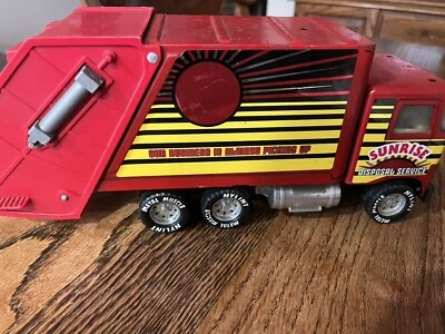 1988 Nylint Red Pressed Steel Garbage Truck Trash Masher Disposal Ser. Vtg Toy - Image 1 of 4