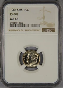 1966 SMS Roosevelt Dime FS-401 NGC MS68 "5" On Cheek 10c - Picture 1 of 3