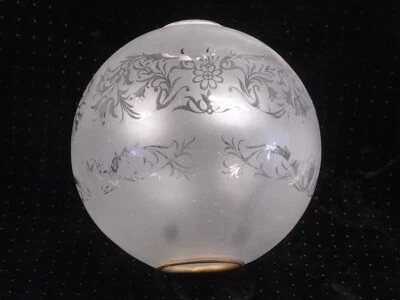 🇫🇷 ANCIEN GLOBE TULIPE BOULE ABAT JOUR DE LAMPE A PÉTROLE GLASS OIL LAMP - Photo 1/4