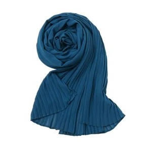 Bubble Chiffon Shawls Scarf -Solid Pleated Turbans Wrinkle Soft Thin Hijab 175cm - Picture 1 of 36