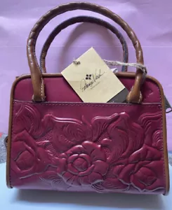 ❤️Borsa Patricia Nash rosso lampone in pelle rosa lavorata borsa a tracolla Parigi sacchetto antipolvere - Foto 1 di 12