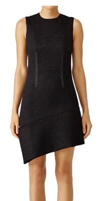 Mini Vestido de Cóctel Tallado Negro Asimétrico Texturizado Negro Sin Mangas 34 Foto 1 de 4