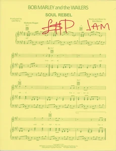Lee Scratch Perry REAL SIGNED Soul Rebel Sheet Music COA Bob Marley Wailers - Picture 1 of 3