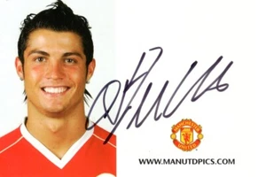 CRISTIANO RONALDO cartolina fotografica firmata autografata 4x6 2007 CALCIO - Foto 1 di 1