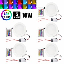 5X 10W RGB LED Ceiling Recessed Panel Light Color Changing Panel Light + Remote