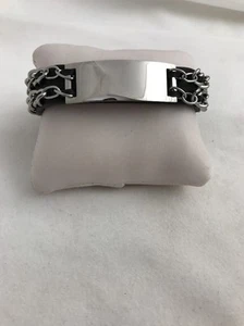 Bracciale in acciaio inox con catena in pelle nera ID 1/2" x 8" - Foto 1 di 12