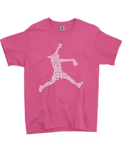 Softball Player Typography Youth T-Shirt Girl Softball Pitcher - Picture 1 of 13
