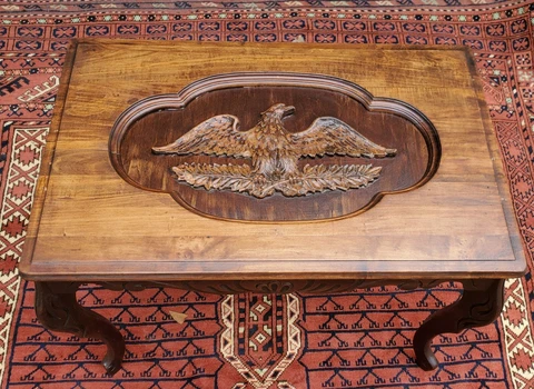 Mid 20th Century Coffee / Office Side Table Carved American Eagle  28LX18W19T Cover