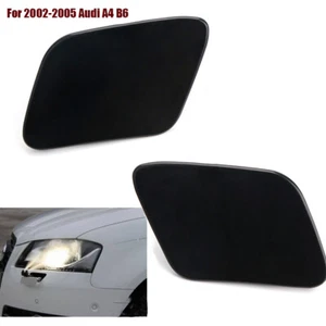 Black Headlight Washer Cover Headlamp Jet Nozzle Caps For Audi A4 B6 2002-2005 - Picture 1 of 7